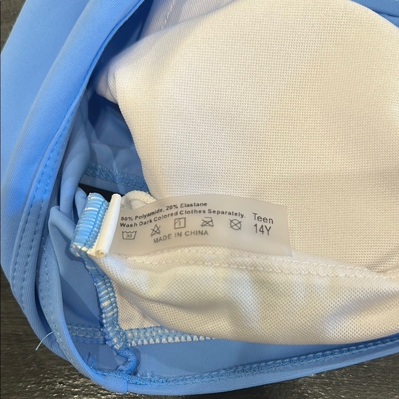 Teen’s Swim Top in Blue and White- 14 - Picture 7 of 7